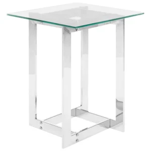 Glass Top Side Table Silver CRYSTAL