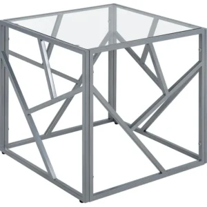 Glass Top Side Table Silver ORLAND