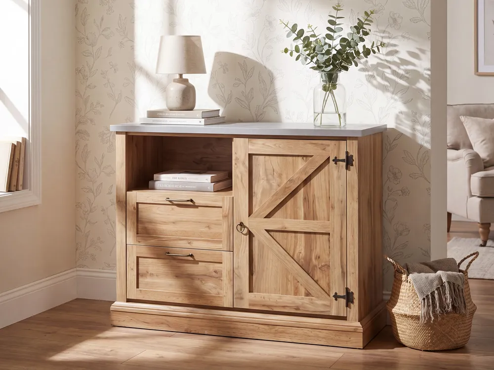 Isola Cucina 2 Drawer Sideboard Light Wood TORONTO