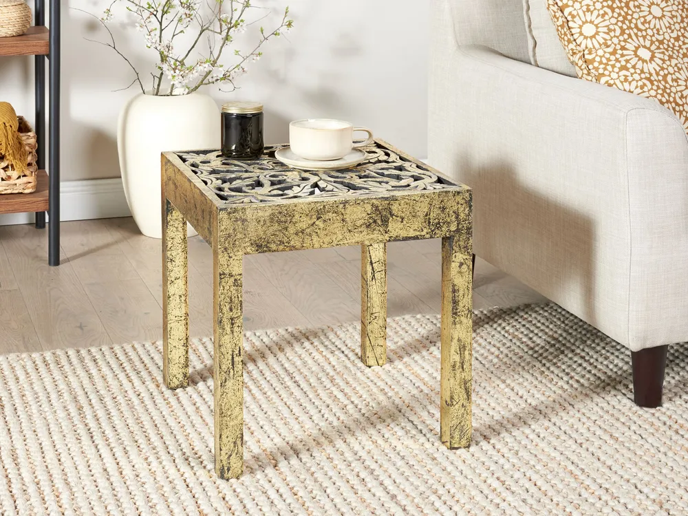 Mango Wood Side Table Gold and Nero notte PALASI