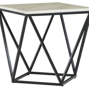 Marble Effect Side Table Crema and Black MALIBU Design Industriale