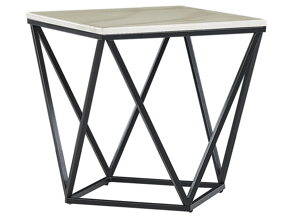 Marble Effect Side Table Crema and Black MALIBU Design Industriale