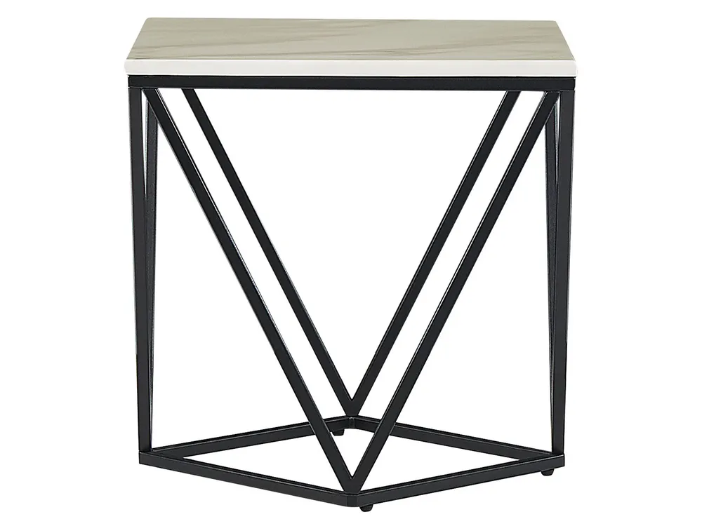 Marble Effect Side Table Crema and Black MALIBU Design Industriale