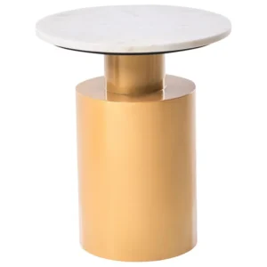 Metal Side Table Gold and White ARIAGA