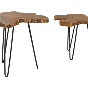 Nest 2 Side Tables Dark Wood CAMROSE per 6-8 Persone