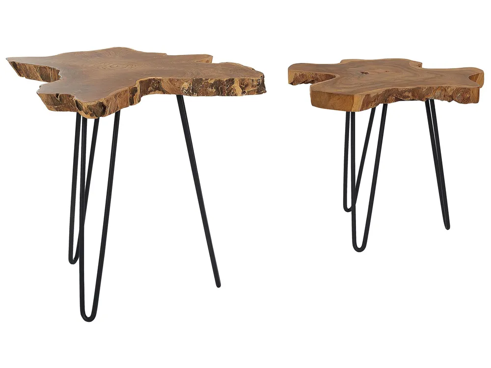 Nest 2 Side Tables Dark Wood CAMROSE per 6-8 Persone