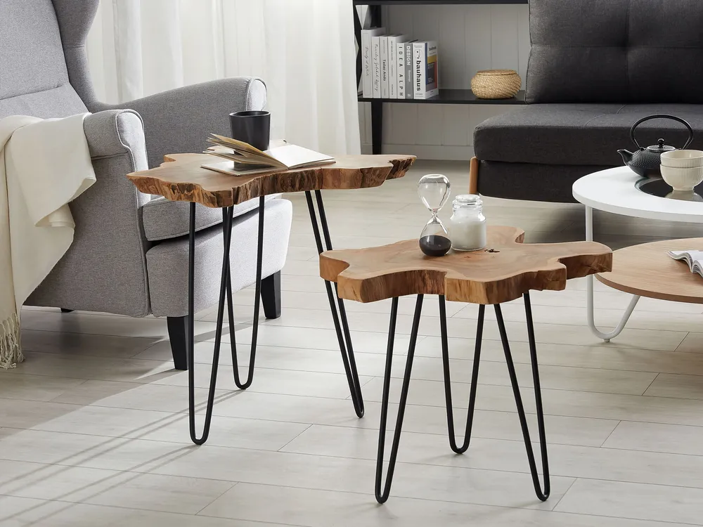 Nest 2 Side Tables Dark Wood CAMROSE per 6-8 Persone