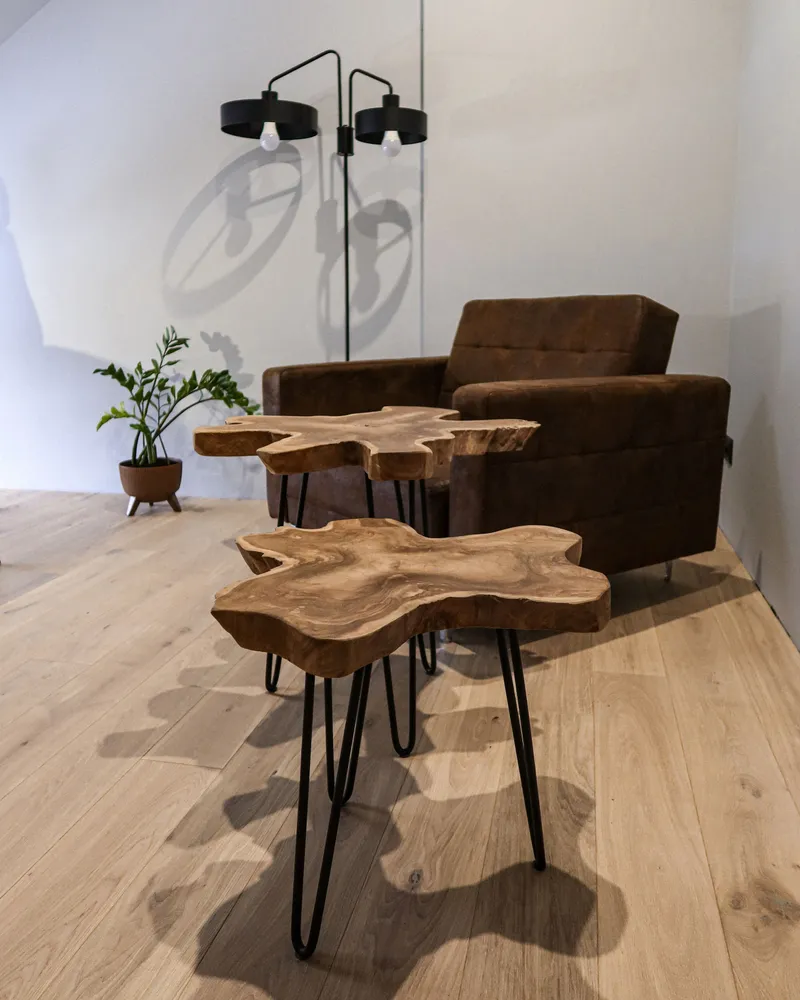 Nest 2 Side Tables Dark Wood CAMROSE per 6-8 Persone