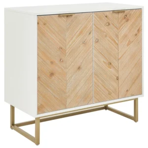 Panchetta con Contenitore 2 Door Sideboard Light Wood and White ALASKA