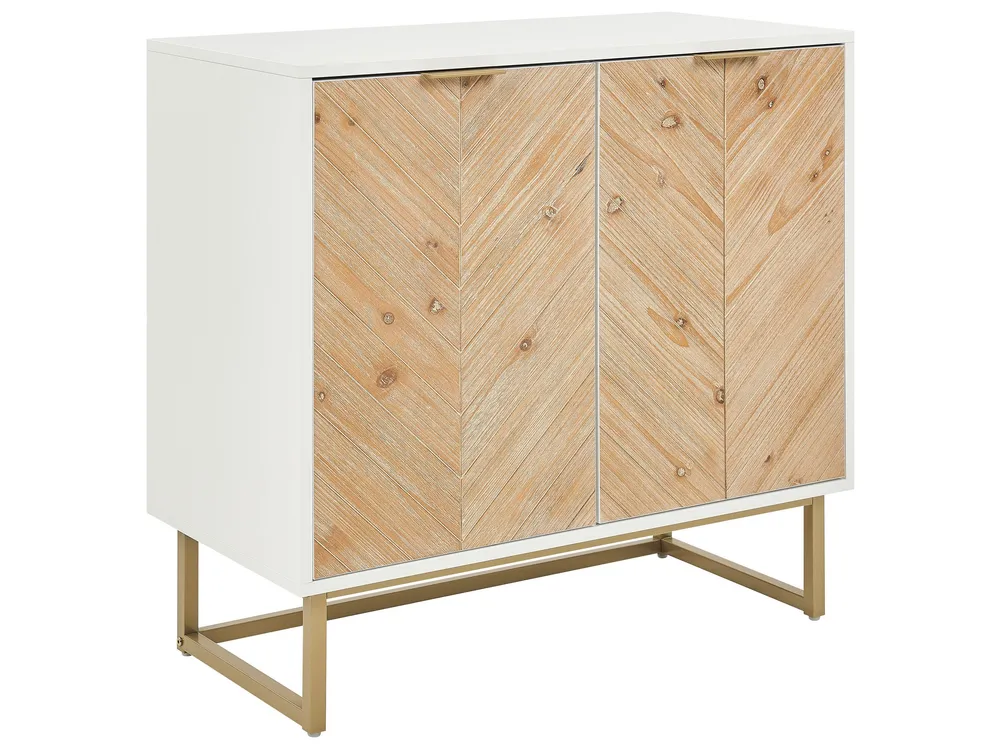 Panchetta con Contenitore 2 Door Sideboard Light Wood and White ALASKA