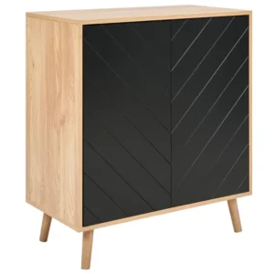 Panchetta con Contenitore 2 Door Sideboard Light Wood and Nero puro BRISTOW