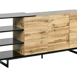 Panchetta con Contenitore 3 Drawer Sideboard Light Wood Nero notte FIORA