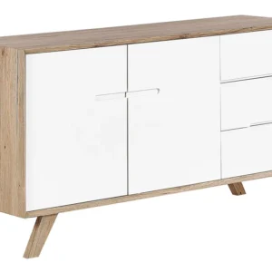 Panchetta con Contenitore 3 Drawer Sideboard White and Light Wood FORESTER