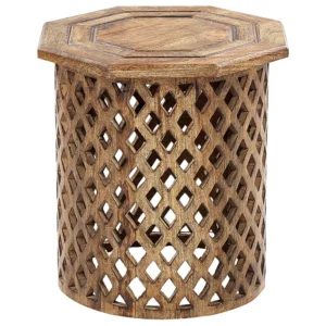 Panchetta con Contenitore Mango Wood Side Table Dark KHANPUR