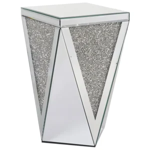 Premium Legno Massello Mirrored Side Table Silver LUXEY