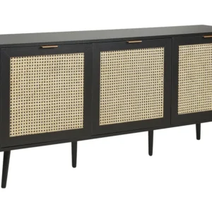 Rattan 3 Door Sideboard Nero notte OPOCO | Resistente all'Umidità e ai Graffi
