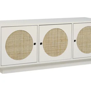 Rattan 3 Door Sideboard White UYUNI con Ante Vetro