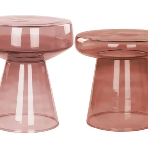 Set 2 Glass Side Tables Dark Red LAGUNA/CALDERA