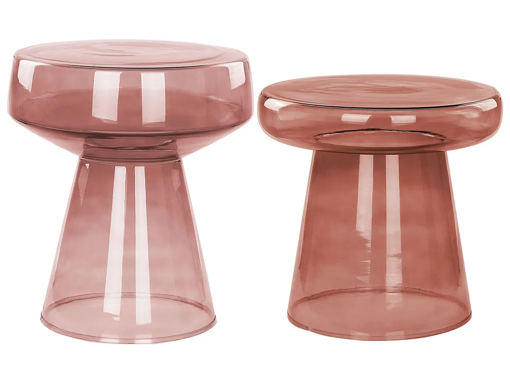 Set 2 Glass Side Tables Dark Red LAGUNA/CALDERA