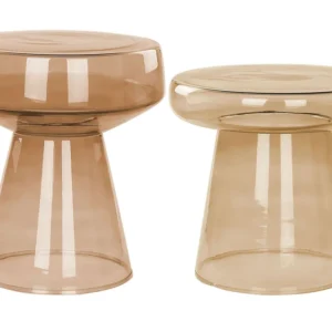 Set 2 Glass Side Tables Golden Brown LAGUNA/CALDERA