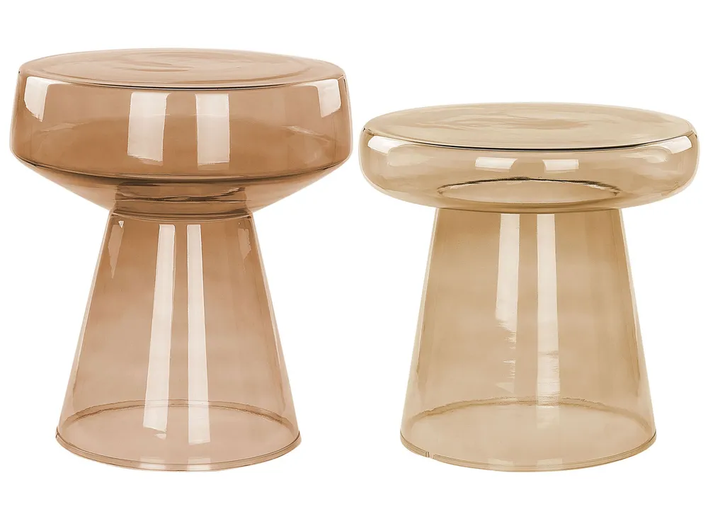 Set 2 Glass Side Tables Golden Brown LAGUNA/CALDERA