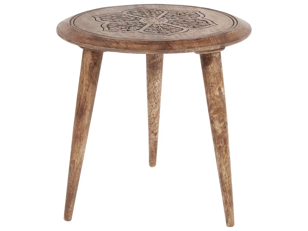 Set 2 Mango Wood Side Tables Dark TURUA con Cassetti Soft-Close