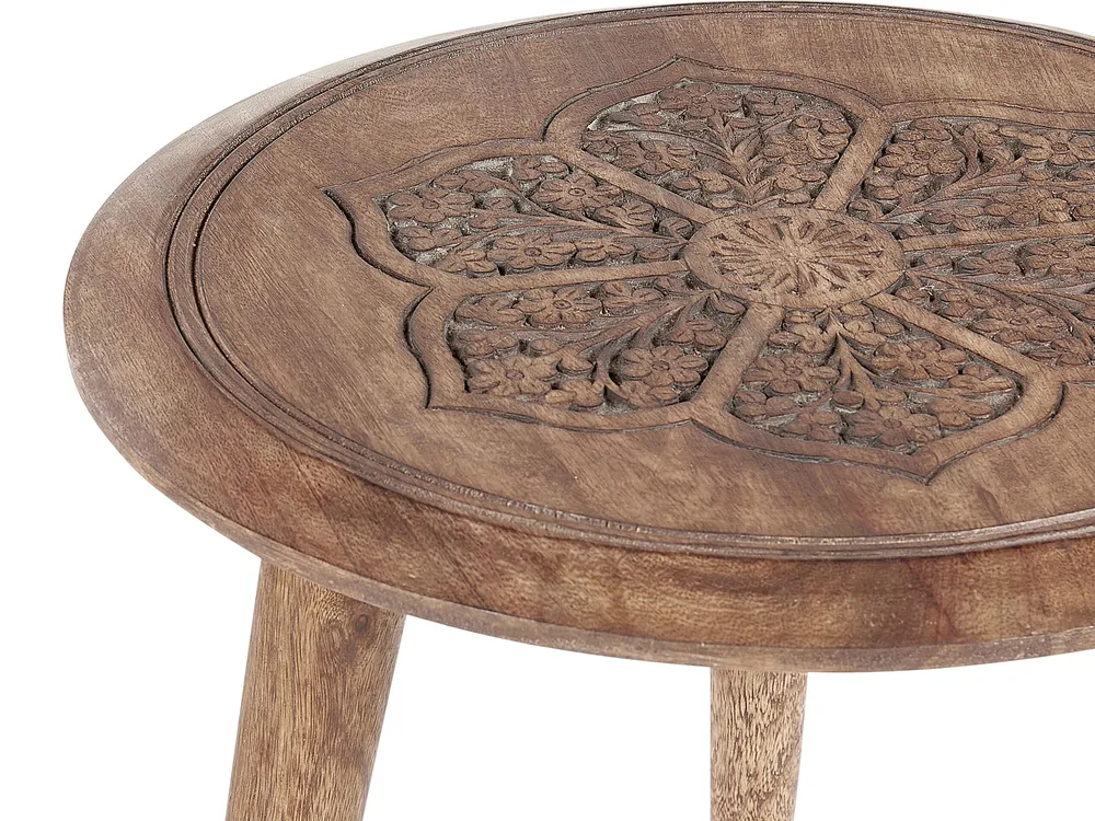 Set 2 Mango Wood Side Tables Dark TURUA con Cassetti Soft-Close