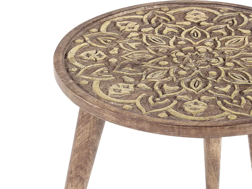 Set 2 Mango Wood Side Tables Dark RANJA Stile Rustico