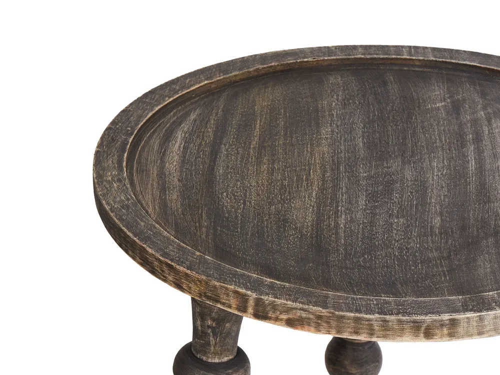 Set 2 Mango Wood Side Tables Dark MARNOO per 6-8 Persone