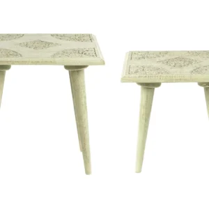 Set 2 Mango Wood Side Tables Green BELIDHA