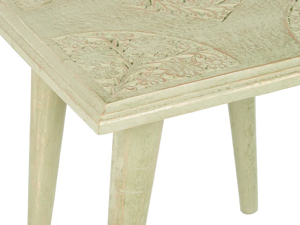 Set 2 Mango Wood Side Tables Green BELIDHA