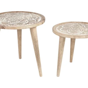 Set 2 Mango Wood Side Tables Light SAKITA