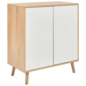 Set Sala da Pranzo 2 Door Sideboard Light Wood and White BRISTOW
