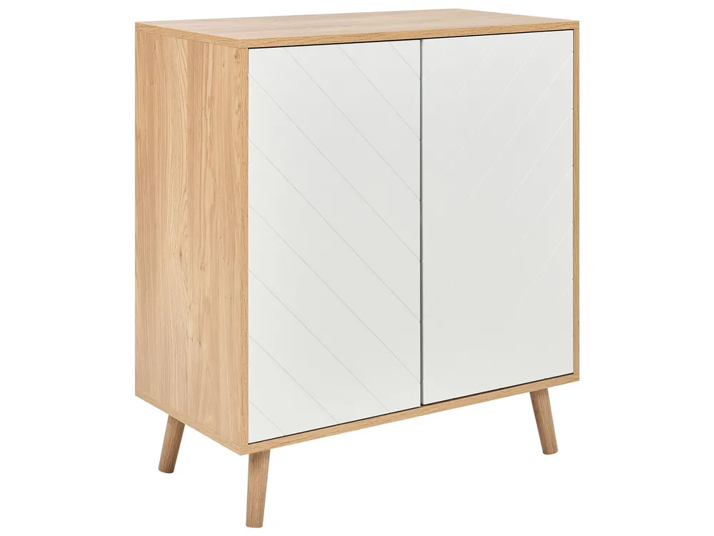 Set Sala da Pranzo 2 Door Sideboard Light Wood and White BRISTOW