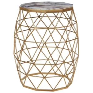 Set Sala da Pranzo Marble Effect Wire Frame Side Table Gold HALSEY