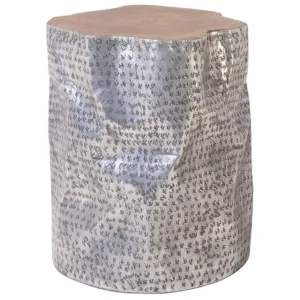 Set Sala da Pranzo Teak Accent Side Table Silver GORDON