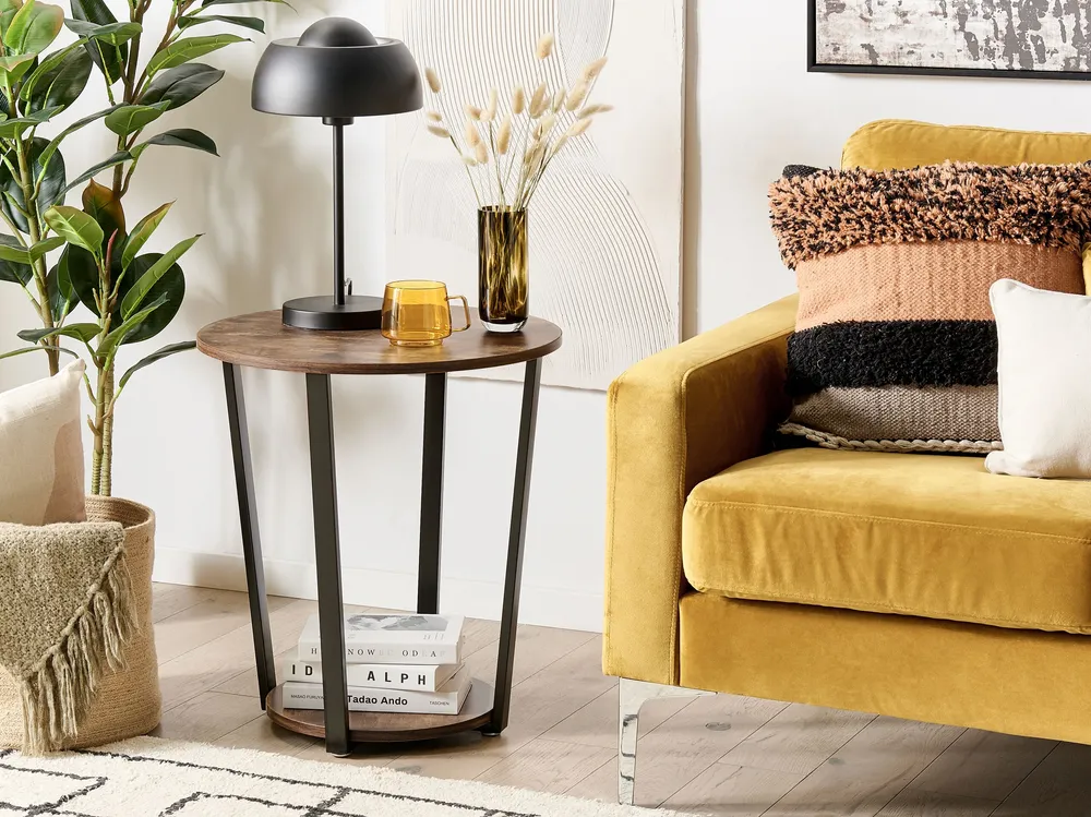 Side Table Dark Wood Nero notte ORICK Stile Rustico