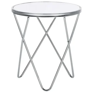 Side Table White Silver MERIDIAN II | Resistente all'Umidità e ai Graffi
