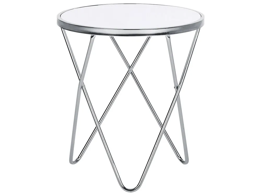 Side Table White Silver MERIDIAN II | Resistente all'Umidità e ai Graffi