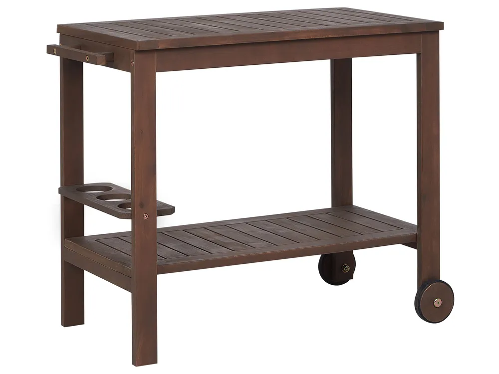 Tavolo Allungabile Acacia Wood Garden Drinks Trolley Dark SASSARI