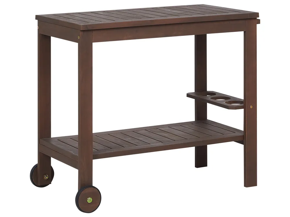 Tavolo Allungabile Acacia Wood Garden Drinks Trolley Dark SASSARI