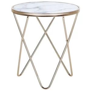 Tavolo Allungabile Marble Effect Side Table White Gold MERIDIAN II