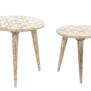 Tavolo Allungabile Set 2 Mango Wood Side Tables Light HURSI