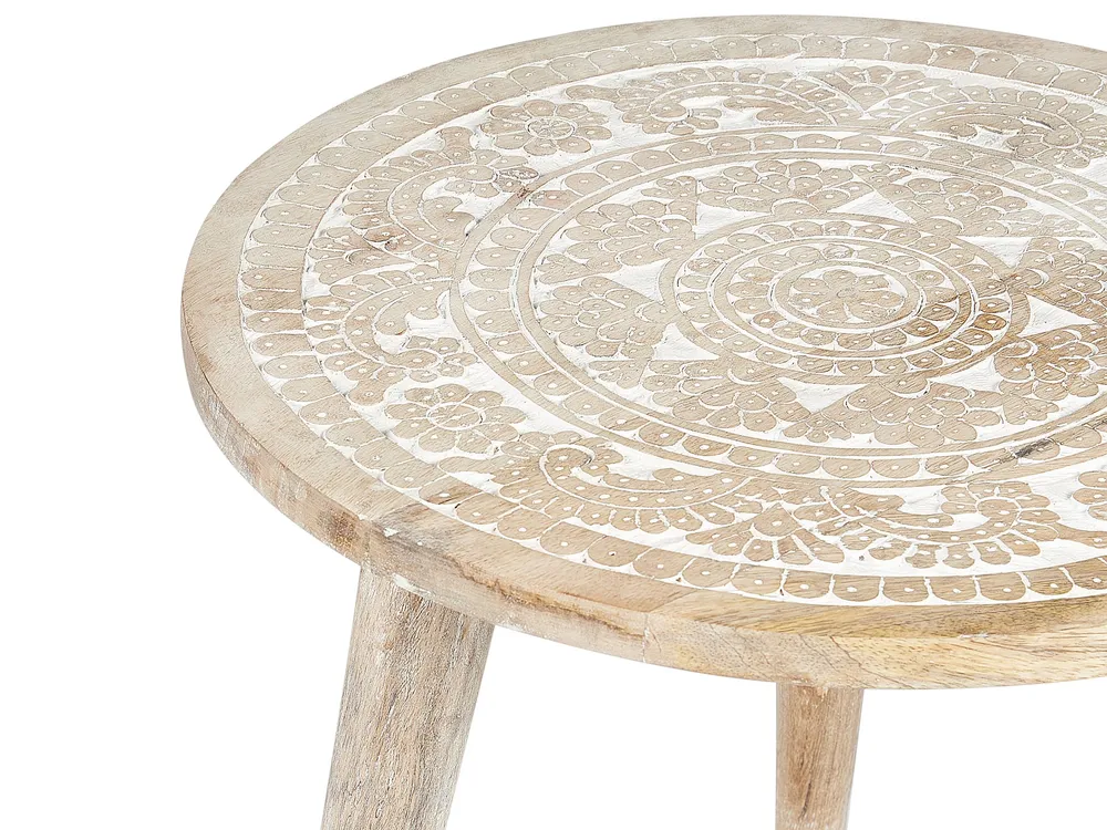 Tavolo Allungabile Set 2 Mango Wood Side Tables Light UDAY
