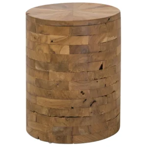Teak Wood Side Table BRANT con Piano Marmo Sintetico