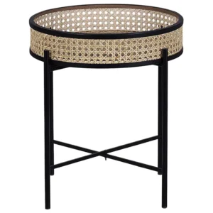 Tray Side Table Nero puro Light Rattan VIENNA Design Industriale