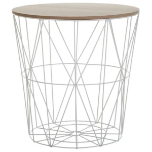 Wire Frame Acciaio Storage Side Table White LANARK