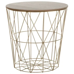 Wire Frame Metallo Storage Side Table Gold LANARK