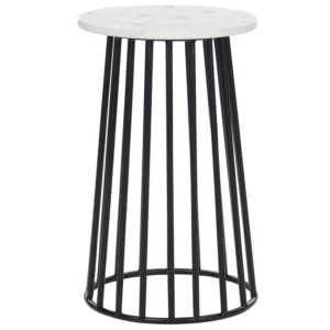 Wire Frame Side Table White Marble Nero notte TAREE con Piano Marmo Sintetico