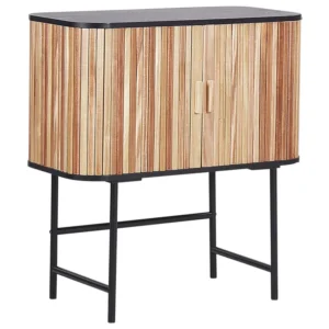 Wooden 2 Door Sideboard Light and Nero puro CARNEY | Resistente all'Umidità e ai Graffi